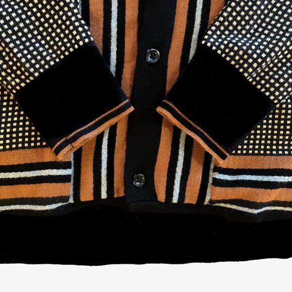 EXPRESS Men's Retro Long Sleeve Geo Print Framed Border Button Up Cardigan XS - Picture 3 of 5